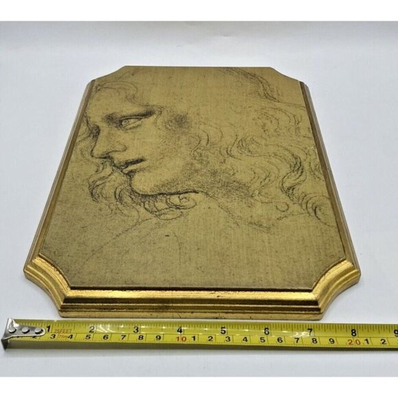Leonardo Da Vinci Reproduction Art Print On Wood Made In Italy Bevel Gold Tone - Picture 12 of 16